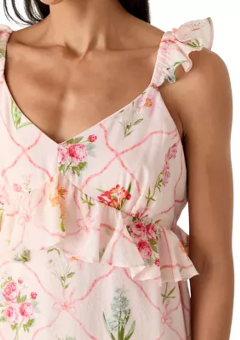 Women's Tiered Floral Empire Waist Dress