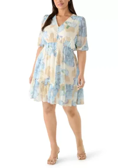 Plus A-Line Chiffon Mini Dress