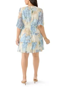 Plus A-Line Chiffon Mini Dress