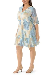 Plus A-Line Chiffon Mini Dress