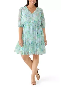Plus A-Line Chiffon Mini Dress