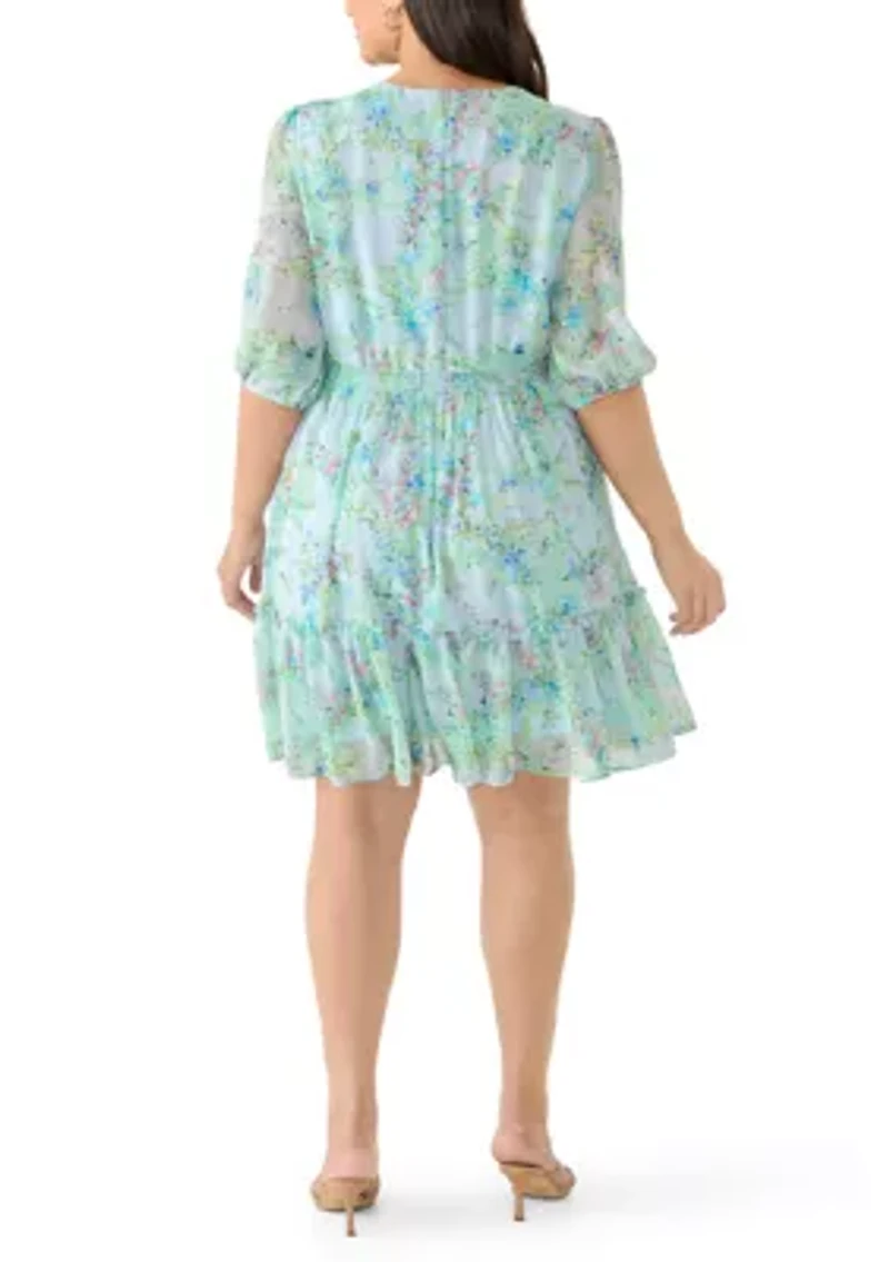 Plus A-Line Chiffon Mini Dress