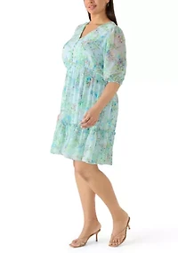 Plus A-Line Chiffon Mini Dress