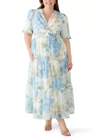 Plus Twist V-Neck Floral Dress