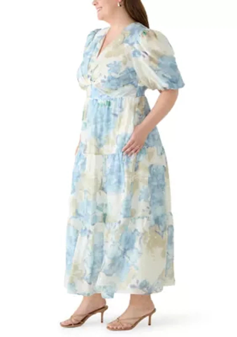 Plus Twist V-Neck Floral Dress