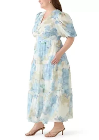 Plus Twist V-Neck Floral Dress