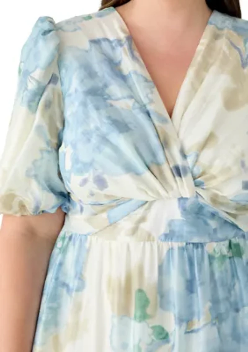 Plus Twist V-Neck Floral Dress