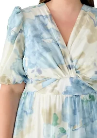 Plus Twist V-Neck Floral Dress