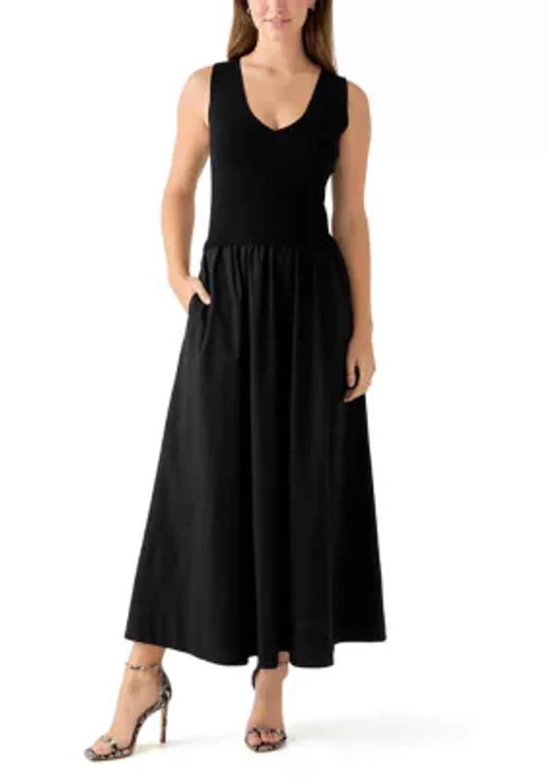 Women's Twofer Solid Sweater Midi Dress