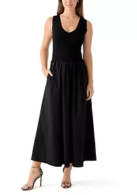 Women's Twofer Solid Sweater Midi Dress
