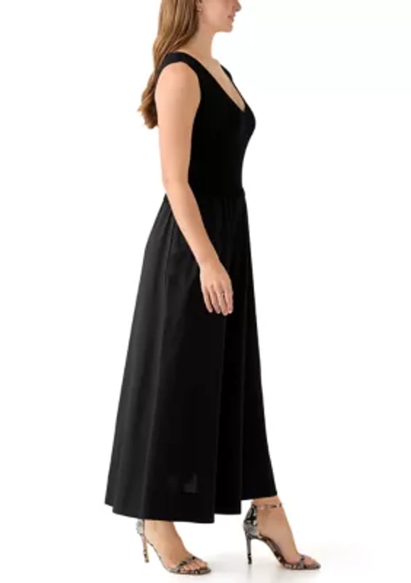 Women's Twofer Solid Sweater Midi Dress