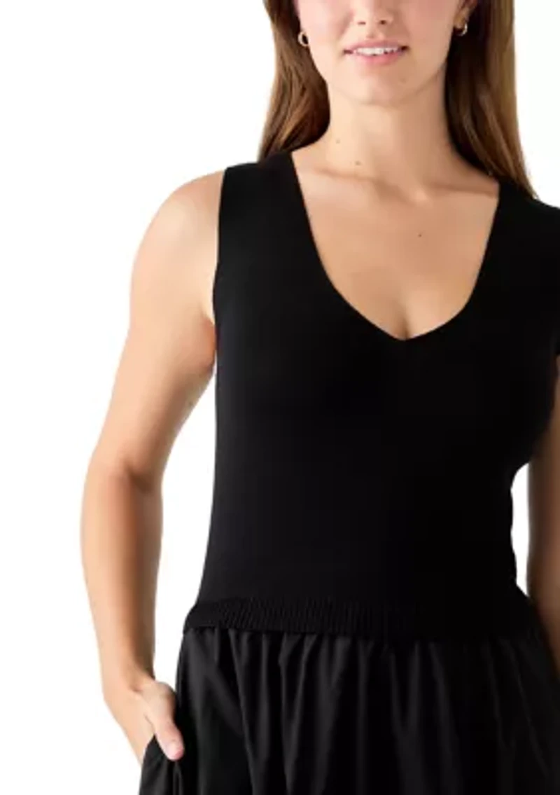 Women's Twofer Solid Sweater Midi Dress