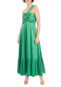 Women's Sleeveless One Shoulder Ruffle Hem Midi Dress