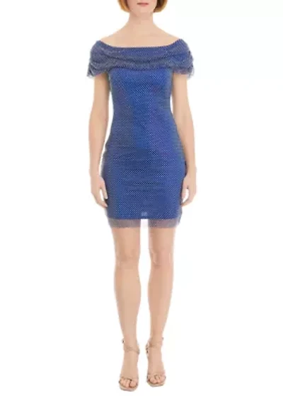 Women's Off the Shoulder Mesh Sheath Dress