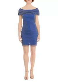 Women's Off the Shoulder Mesh Sheath Dress