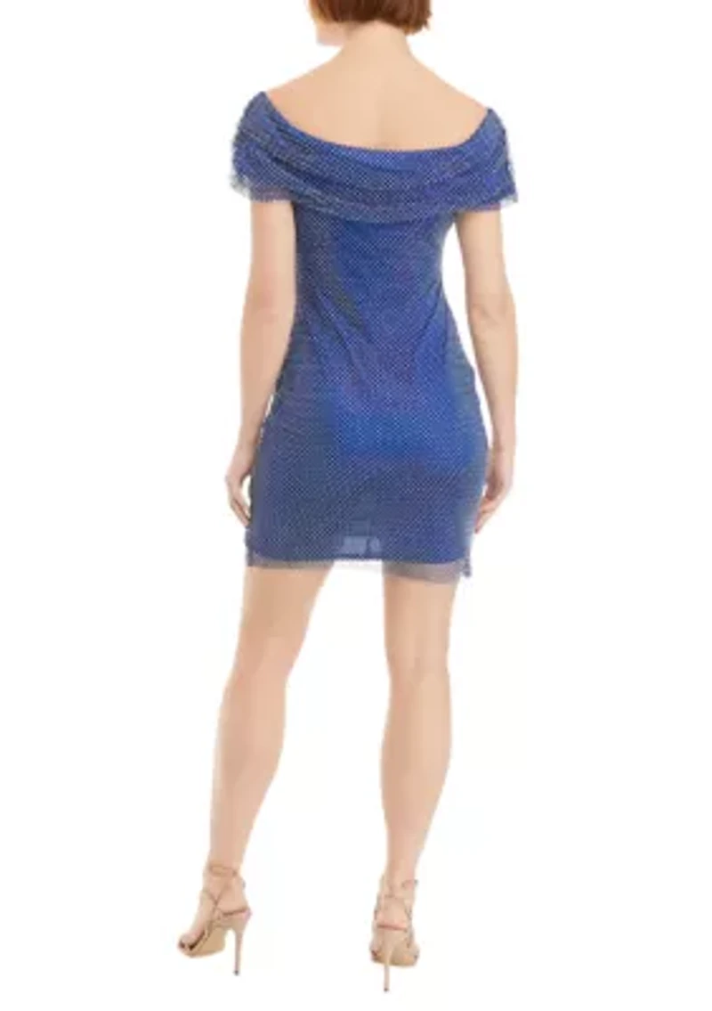 Women's Off the Shoulder Mesh Sheath Dress