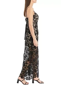 Women's Strappy Lace Sheath Midi Dress