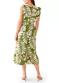 Women's V-Neck Ruffle Sleeve Patio Dress