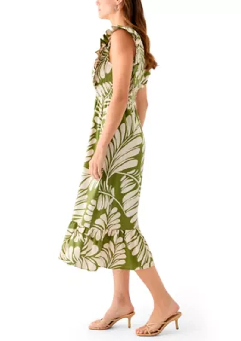 Women's V-Neck Ruffle Sleeve Patio Dress