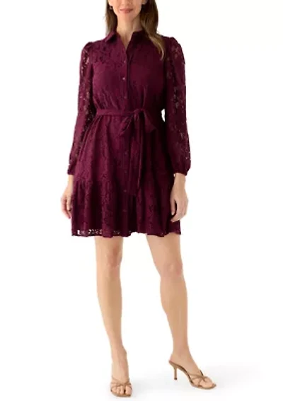 Petite Tiered Lace Shirtdress