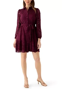 Petite Tiered Lace Shirtdress
