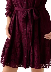 Petite Tiered Lace Shirtdress