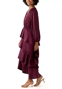 Women's Surplus Tiered Midi-Crepe Backed Satin Dress