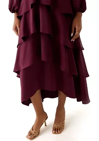 Women's Surplus Tiered Midi-Crepe Backed Satin Dress