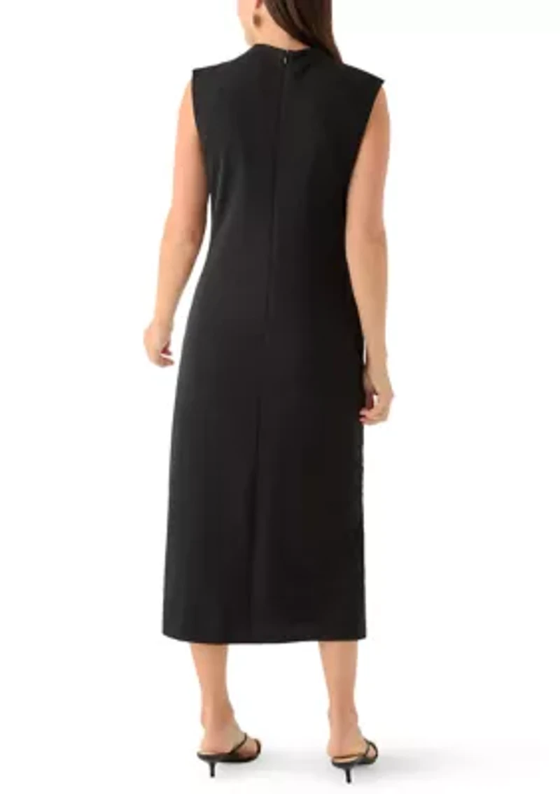Women's Sleeveless Draped Neck Midi Dress