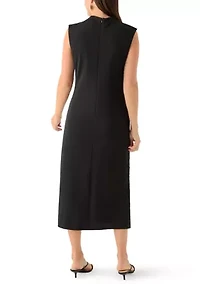 Women's Sleeveless Draped Neck Midi Dress
