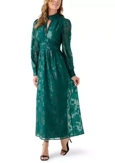 Women's Ruched Split-Neck Midi Dress