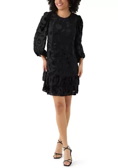 Women's Double Tier Blouson Sleeve Dress