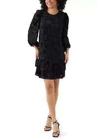 Women's Double Tier Blouson Sleeve Dress