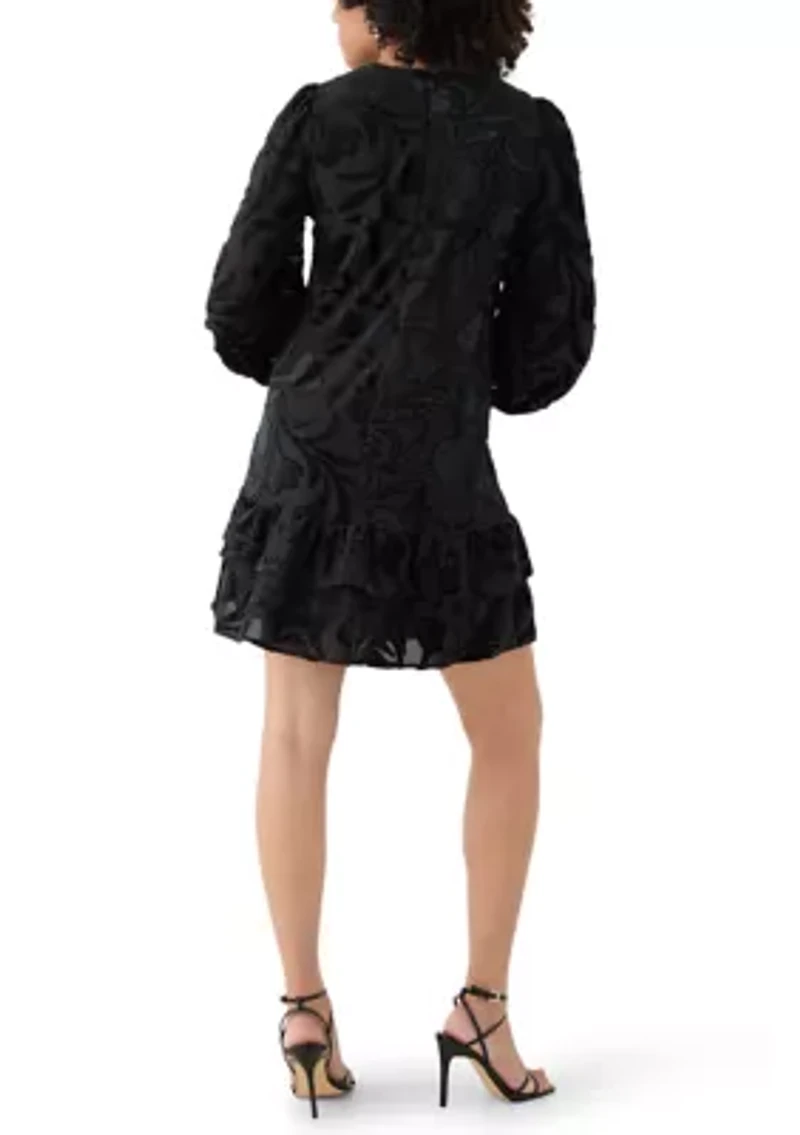 Women's Double Tier Blouson Sleeve Dress