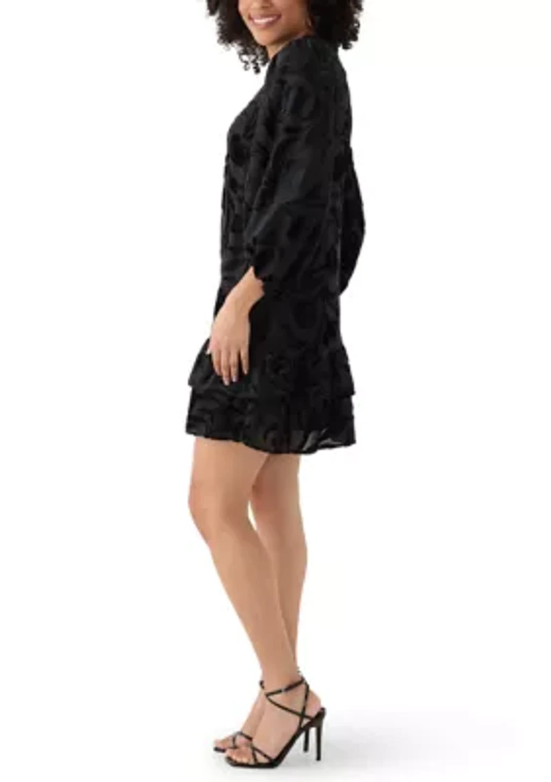 Women's Double Tier Blouson Sleeve Dress
