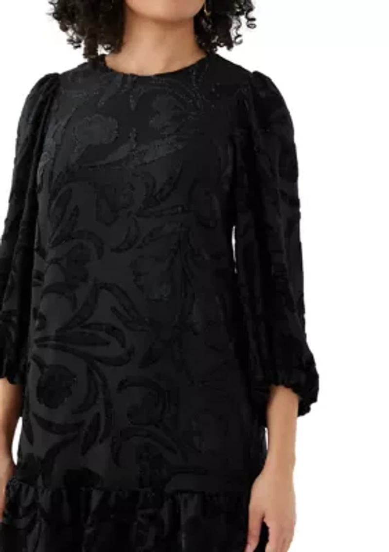 Women's Double Tier Blouson Sleeve Dress