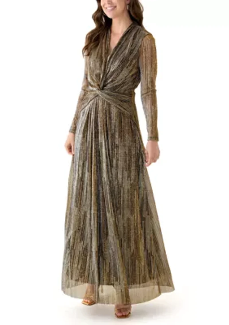 Plus Twist Front Maxi Long Sleeve Dress