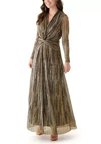 Plus Twist Front Maxi Long Sleeve Dress