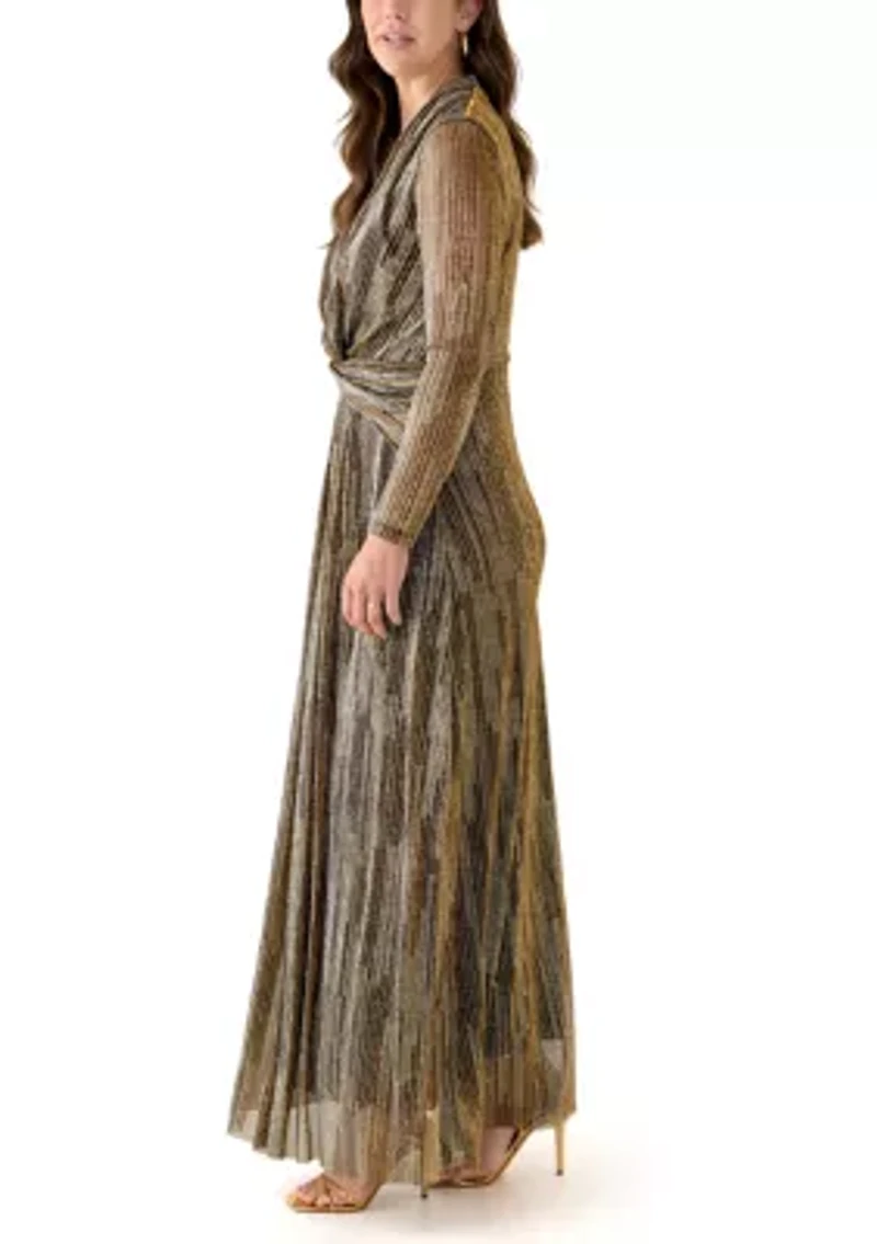 Plus Twist Front Maxi Long Sleeve Dress