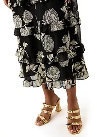 Women's Tiered Ruffle Midi Sleeveless Dress