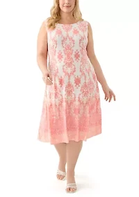Plus 3/4 Sleeve Crew Neck Chandelier Print Jacket Dress