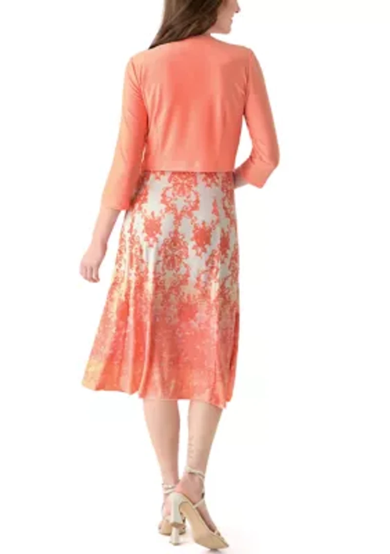 Women's 3/4 Sleeve Chandelier Print Jacket Dress