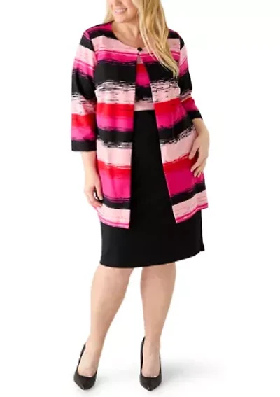 Plus Printed Scuba Knit Jacket Dress
