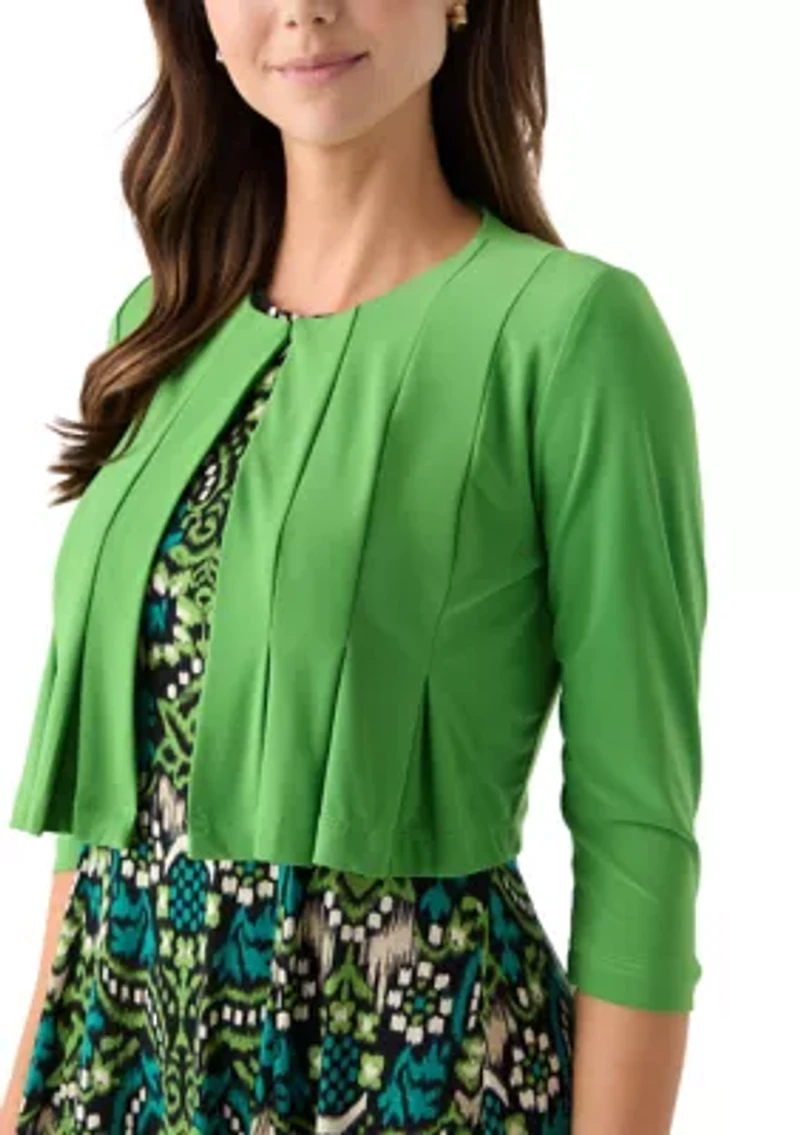 Women's Printed Dress with Three Quarter Sleeve Jacket Set