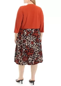 Plus 3/4 Sleeve Jacket Dress