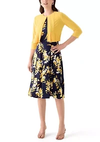 Women's Floral Dress and Jacket  Set