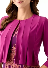 Women's Printed Dress with Three Quarter Sleeve Jacket Set