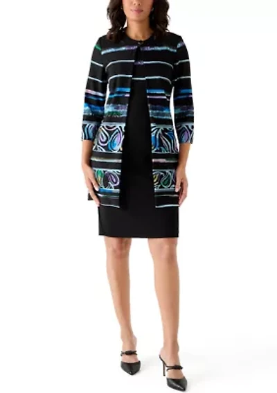 Women's Long Sleeve Printed Jacket Dress