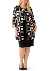 Plus Printed Scuba Knit Jacket Dress