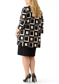 Plus Printed Scuba Knit Jacket Dress